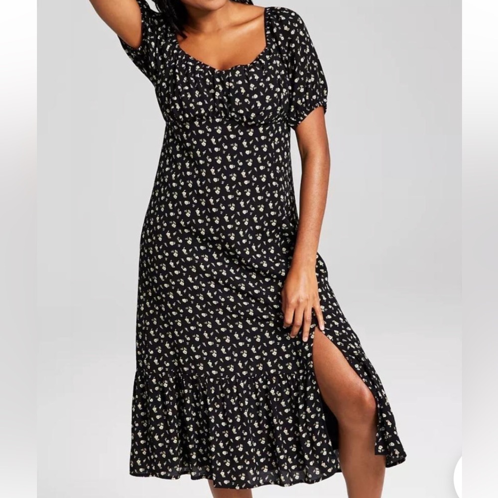 And Now This Black Floral Midi Dress - Plus Size 2X